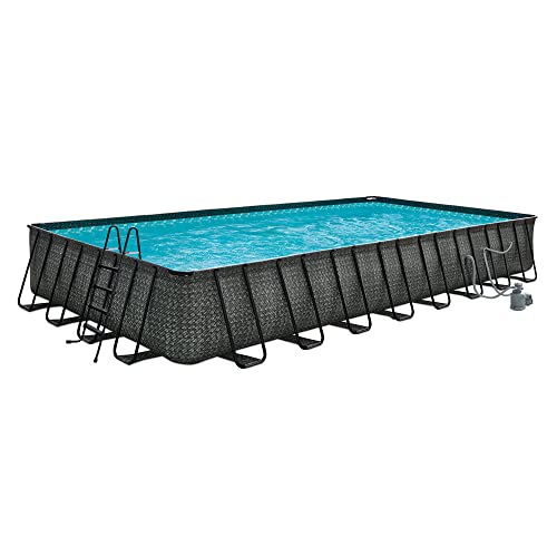 Funsicle Oasis Designer Above Ground Swimming Pool Set Dark Herringbone Gray