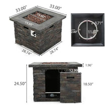 FammyLoft Outdoor Propane Fire Pit Table, 33 Inch Square MGO Concrete Fire Pit with Lava Rocks, Smokless Fire Table for Outside Patio, Garden, Backyard, 40,000 BTU, Tank Inside, Stone Gray