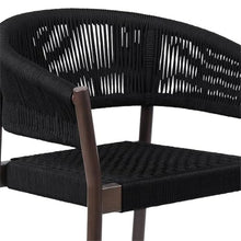Pemberly Row in-Outdoor Dining Chair Set of 2, 18 in Seat Height, Dark Eucalyptus Wood Frame, Black Rope Finish, Stackable Breathable Design, Weather-Resistant Patio or Indoor Seating