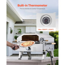 Outdoor Pizza Oven, 13 in Gas Fired Pizza-Maker, Portable Gas Oven with Thickened Cordierite Pizza-Stone and Thermometer, Pizza or Grill Two Modes, Perfect for Camping & Backyard