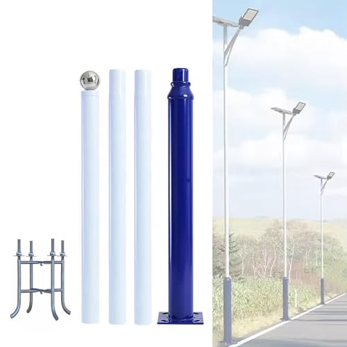 SDdPulse Outdoor Street Light Pole, Heavy Duty Metal Lamp Post with Mounting Rebar, Solar Pole Lights Outside for Parking Lots, Courtyards, Streets, Backyards,4.5m/15ft