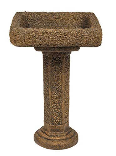 Solid Rock Stoneworks Pebble Birdbath- Espresso- 28" Tall x 19" Dia