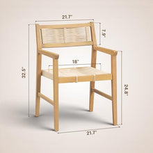 NTC Terra 8 Pieces Solid Wood Armchairs with Handwoven Rope Seat & Back, Indoor & Outdoor Dining Chairs for Patio Dining Sets, Modern Patio Chairs with Arms, Easy Assembly, Natural