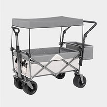 Collapsibles Wagon Folding Garden Cart W/Removable Canopy, Extra Large Portable Camping Beach Utilit Cart W/Adjustable Push Pull Handle (White)