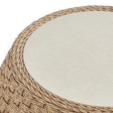 Kobalt Beige Rattan Round Outdoor Side table with Sintered Stone Table Top