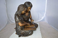 NIFAO Kids Reading, Boy & Girl Small Bronze Statue, 33" L x 21" W x 23" H
