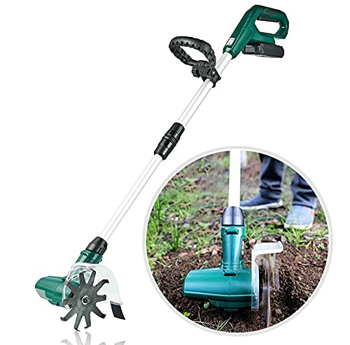 Garden Tiller,Rotavator, Portable Cordless Handheld Tiller/Rotavators/Cultivators for The Garden with Rechargeable Battery/Adjustable Handle, Perfect for Gardens