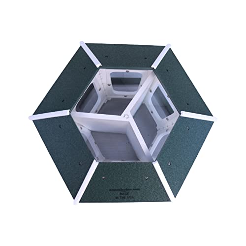 AmishToyBox.com Gazebo Bird Feeder - Deluxe Triple Compartment Post-Mount Large Bird Feeder - Made in the USA with Poly Lumber (Turf Green and White)