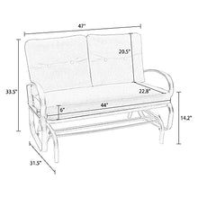 PEAK HOME FURNISHINGS Indoor Outdoor 2-Seat Glider Chair Patio Loveseat Rocking Bench with Cushions (Navy)