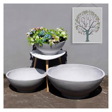 WOAITIANTIAN Flower Pots Bowl Shape Cement Planter Round Large Hydroponic Clay Planter Simple Flower Bed Bonsai(Brown,Large)