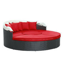 Modway Quest Wicker Rattan Outdoor Patio Canopy Sectional Daybed in Espresso Red