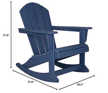 WO Home Furniture Patio Rocking Chair Set of 4 PCS Classic Outdoor HDPE UV Weather Resistant (Navy Blue)