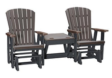 American Furniture Classics Model 515BZBK-K Double Glider with Center Table in Brazilian Walnut Woodgrain with a Black Base, Made in The USA