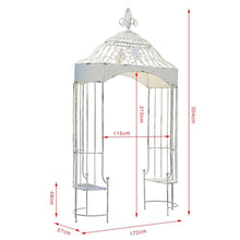 Outdoor Arch Trellis with Arched Bench, Wrought Iron Stand, Garden Decor for Courtyards, Villas, and Homes(B)