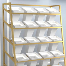 TBLOTYD 4 Tier Plant Stand Metal Flower Display Stand with 16 Pcs Buckets, Indoor Outdoor Heavy Duty Ladder Plant Shelf Flower Rack - Ideal for Flower Shops, Homes, Cafés, and of
