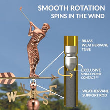 Good Directions Golfer Weathervane, Pure Copper
