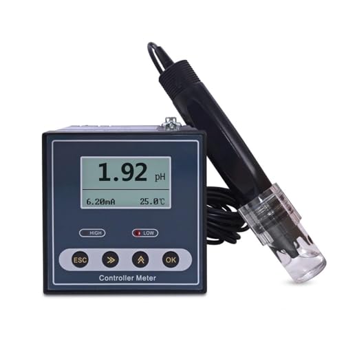 VBSNKLOI Water Test Meter, Soil PH Meter Online Controller Water Quality Tester Control(Main+PH Glass Electrode)