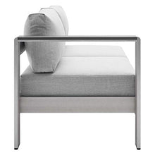 Modway Shore Sunbrella® Fabric Aluminum Outdoor Patio Left-Arm Loveseat Silver Gray