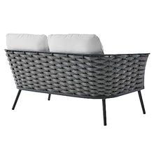 Modway Stance Outdoor Patio Contemporary Modern Woven Rope Loveseat in Gray White