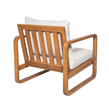 Christopher Knight Home Lewen Acacia Wood Lounge Chair Outdoor Set of 2 with Removable Cushion, Wooden Patio Accent Chair, Patio Garden Comfy Reading Chair, Teak+Beige