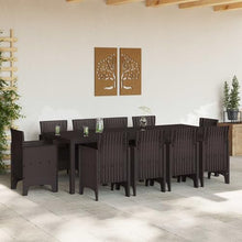 LKJVFCPW 11 Piece Outdoor Dining Set for 10, Brown Polypropylene Patio Table and Chairs, Garden Furniture for Backyard Deck Poolside