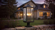 Urban Ambiance Luxury Farmhouse Post Light, Large Size: 26.875''H x 9.5''W, with Modern Farmhouse Style Elements, Midnight Black Finish, UHP1400, Calderdale Collection
