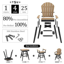 OTSUN Swivel Tall Adirondack Chairs Set of 2, All Weather HDPE Bar Height Adirondack Stools Two-Tone Widened Durable Design for Porch Patio Yard Lawn Fire Pit Bistro Basement Indoors & Outdoors