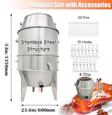 INTBUYING 3-Tier Charcoal Duck Roaster Oven 23.6" x 53" Stainless Steel Roasting Machine for Peking Duck BBQ Chicken Turkey Pig with Hooks & Pins for Commercial Home Use Roast Oven