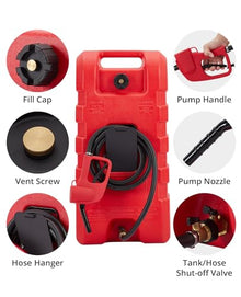 15 Gal Gas Can 2 Pack, HDPE Fuel Caddy on Wheels with Pump, Red