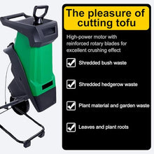 XygZythror Automatic Electric Wood Chipper Shredder, 2400w Electric Wood Leaf Shredder Chipper Mulcher, with 50l Collection Bag, for Lawn and Garden Use Yellow