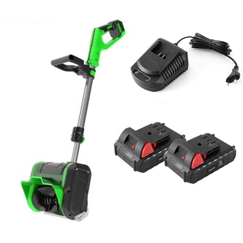 16-Inch Cordless Snow Shovel, Battery Powered Snow Blower,4.0 Ah Battery Pack, and Quick Charger Included，for Driveway, Patios, Sidewalks,Green-2Battery