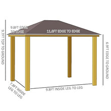 Outsunny 10' x 12' Hardtop Gazebo with Galvanized Steel Roof, Wooden Frame, Brown