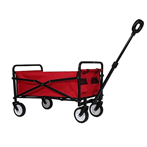 Handcart, Folding Wagon/Pull Along Cart - 360 Degree Rotation - Ideal for Using The G-Arden, Camping, at The Beach, at Festivals, Etc/Sandy,Red