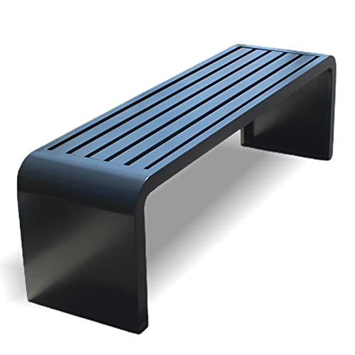 ARMERI Outdoor Backless Bench, Weatherproof Outdoor Bench, Metal Garden Patio Porch Bench 100/120/150/180cm for Lawn, Balcony, Front Door, Outdoor,Black,180x40x45cm