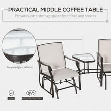 Hassyee Outdoor Glider Chairs with Coffee Table and Metal Frame for Poolside, Lawn, Patio Furniture Set with Breathable Mesh Seats and Foot Pads for Garden, Backyard, Balcony