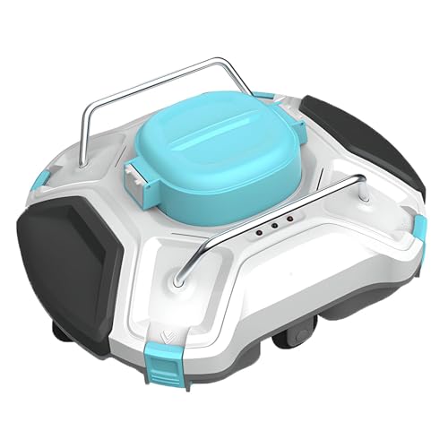 Automatic Robotic Pool Cleaner with Dual Suction & Brushes – 180 Min Runtime, 100 m² Coverage, 200µm Filter, Auto Docking & Wall-Climbing (White)