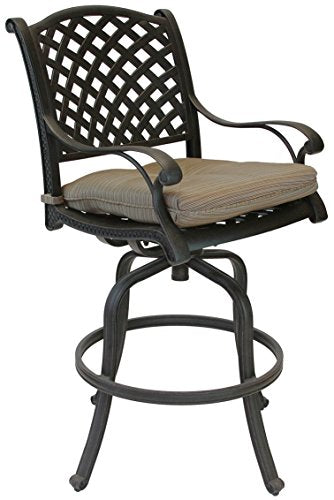 Patio Land Nassau Outdoor 4 Swivel Barstools 30" High Cast Aluminum Dark Bronze