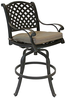 Patio Land Nassau Outdoor 4 Swivel Barstools 30" High Cast Aluminum Dark Bronze