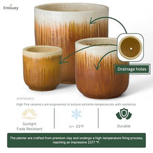 Emissary Home and Garden 20in. L x 20in. H Amber Stoneware Round Planter with High-fire Treatment (Set of 1)