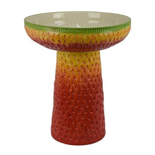 Benzara 19 Inch Bird Bath, Multicolor Ceramic, Strawberry Pedestal Garden Bowl