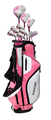 PRECISE Ladies Pink Right Handed M5 Golf Club Set, Includes: Driver, Wood, Hybrid, Irons, Putter, Pink