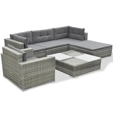 YWMLFZ Rattan Gray 6 Piece Patio Lounge Set with Cushions Poly Soft and Comfortable for Outdoor Backyard Gardens