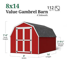 Little Cottage Co. 8x14 Value Gambrel Barn with 4 ft. Sidewalls with Floor, Outdoor Wood Storage Shed Do-It-Yourself Precut Kit