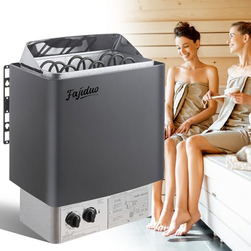 Fajiduo Sauna Heater, 4.5KW 110V Electric Sauna Stove with Bracket, Adjustable Temp & 3H Timer Dry Sauna Heater for Max 211 Cu.ft Saunas Rooms, Home Sauna, Commercial