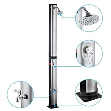 Xoiasth Outdoor Shower with Protective Cover, Temperature Adjustment Garden Pool Shower with Swivel Shower Head and Foot Washer Tap for Outdoor Backyard Poolside
