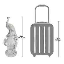 Design Toscano Staverden Castle Peacock on an Urn Garden Statue, 34 Inch Tall, Cast Stone Resin, Antique Stone Finish