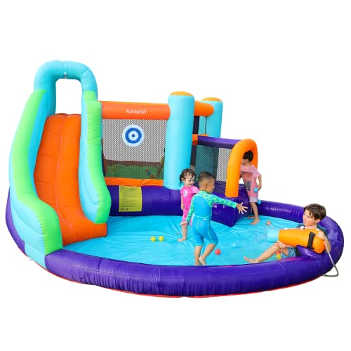AirMyFun Inflatable Water Slide & Bouncy House Orange