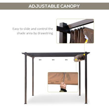 Outsunny 10' x 10' Aluminum Patio Pergola Retractable Canopy Brown