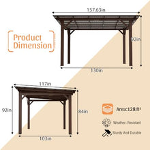 Roomfitters 13x10 FT Wooden Garden Gazebo, Spacious Outdoor Patio Shade Structure with Metal Roof for Backyard and Lawn, Brown
