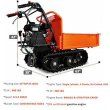 Chery Industrial 660 lbs Capacity 6.5HP Gas Powered Track Mini Dumper, B&S Engine for Construction Landscaping (Tracked Flatbed)